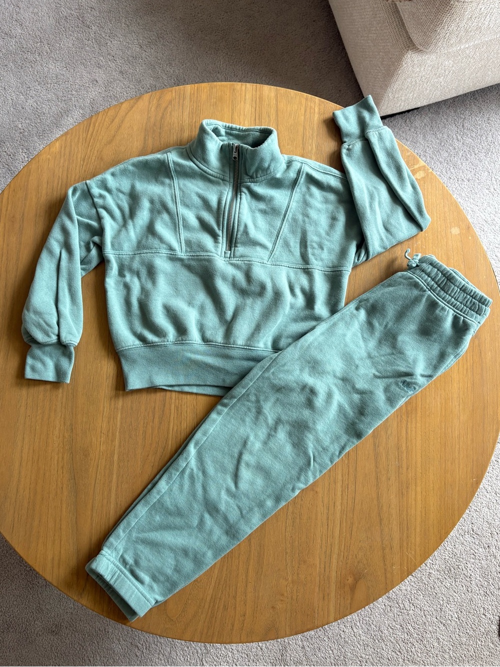 Abercrombie Kids Essentials Teal Half-Zip Pullover & Jogger Lounge Set
